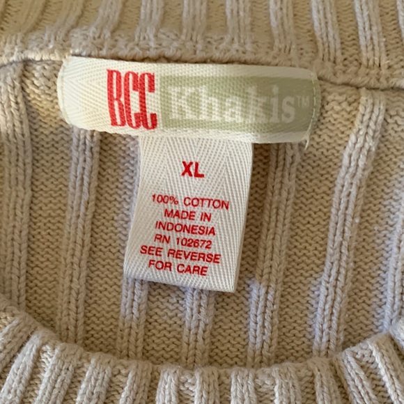 BCC Khakis Men’s Ribbed Cream Sweater - Picture 4 of 5